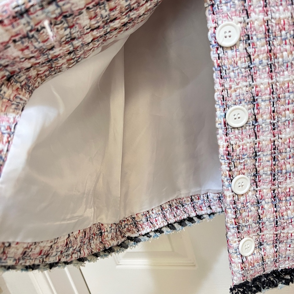 women Sz medium Enchanted Tweed mini Shirtdress quite luxury old money pockets - Picture 10 of 16